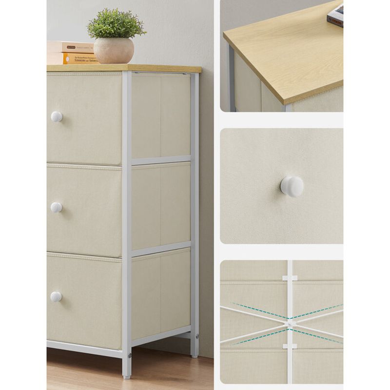 Komoda s 6 látkovými zásuvkami, bežová-buk