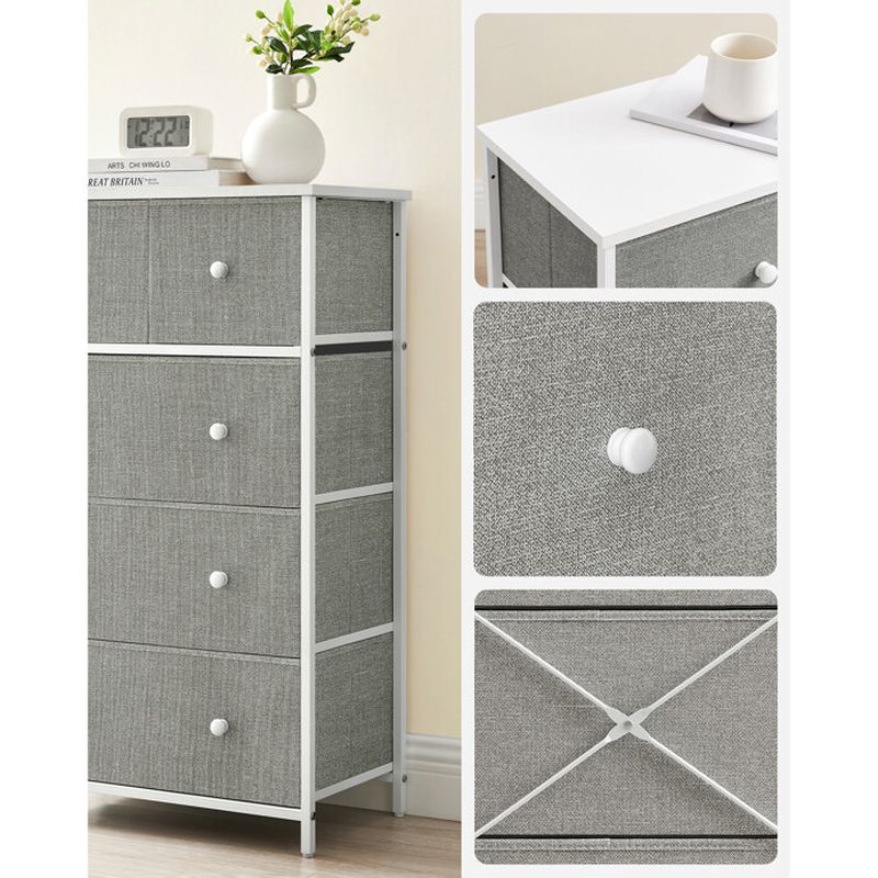 Komoda s 5 látkovými zásuvkami, sivá