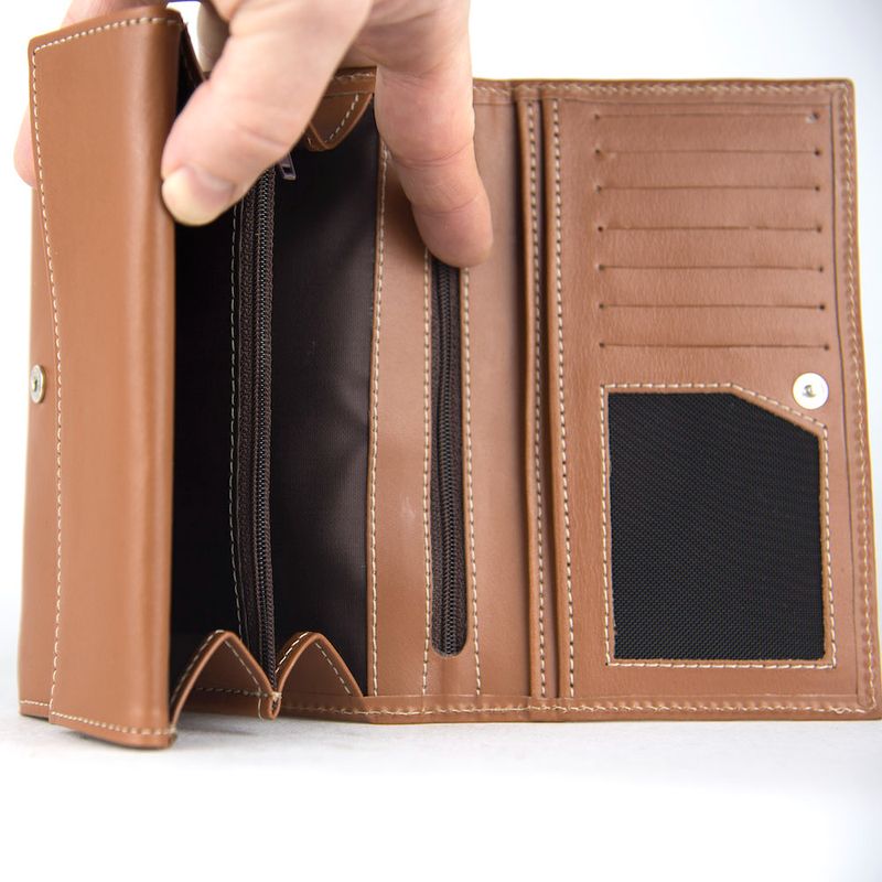 Dámska luxusná kožená peňaženka svetlo hnedá