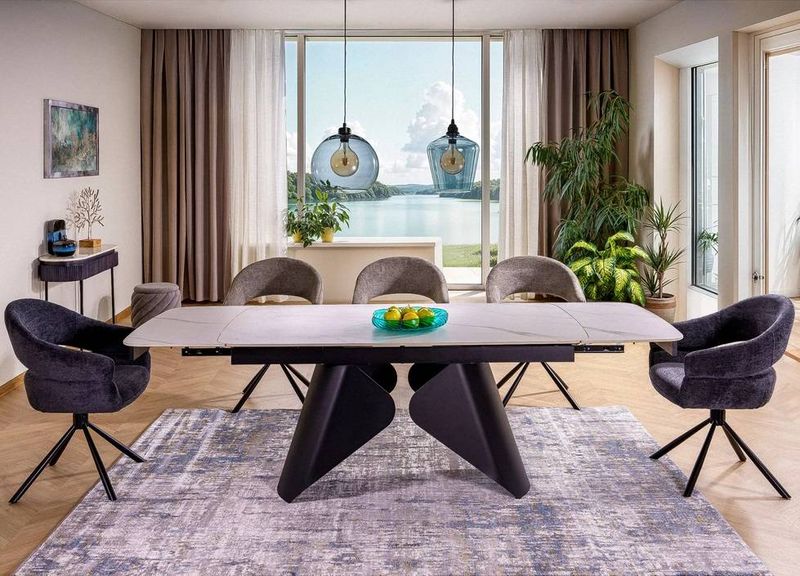 Jedálenská stolička čierna-sivá 07 s otočným sedadlom