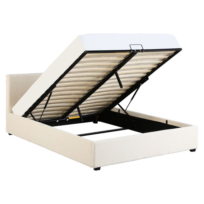 Manželská posteľ s roštom, 180x200 cm, biela Bouclé