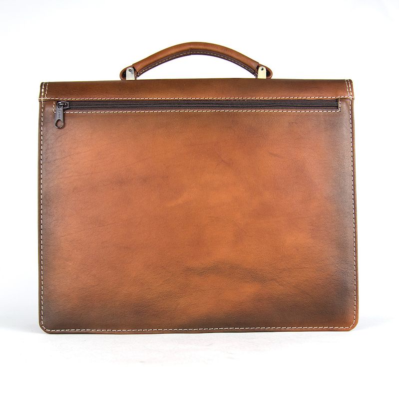 Luxusná kožená aktovka z pravej kože ručne tamponovaná v Cigaro farbe