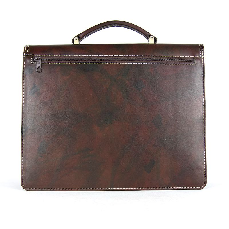 Luxusná kožená aktovka z pravej kože ručne tamponovaná v tmavo hnedej farbe