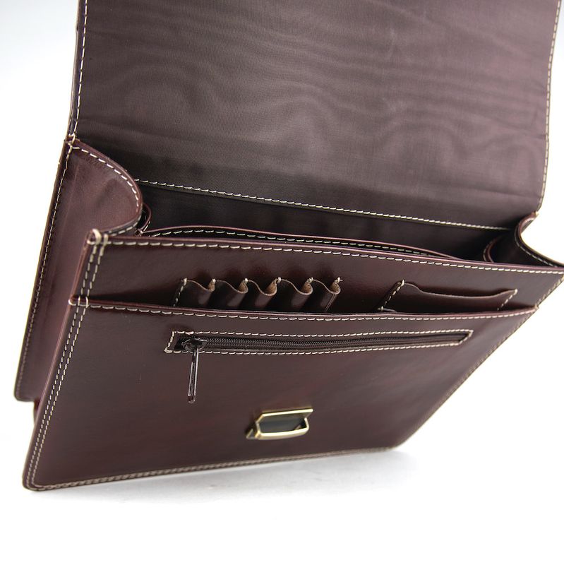 Kožená aktovka z pravej kože 7378 v tmavohnedej farbe