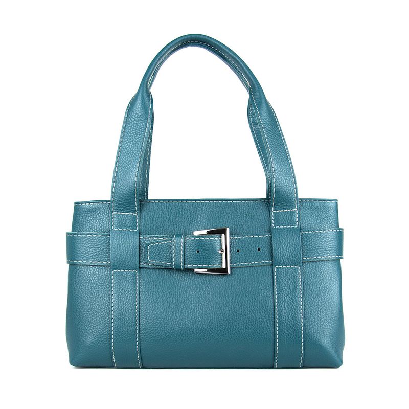 Dámska kožená kabelka v petrolejovej farbe