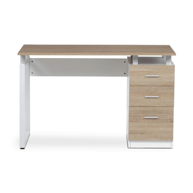 Kancelársky PC stôl, dub sonoma-biela