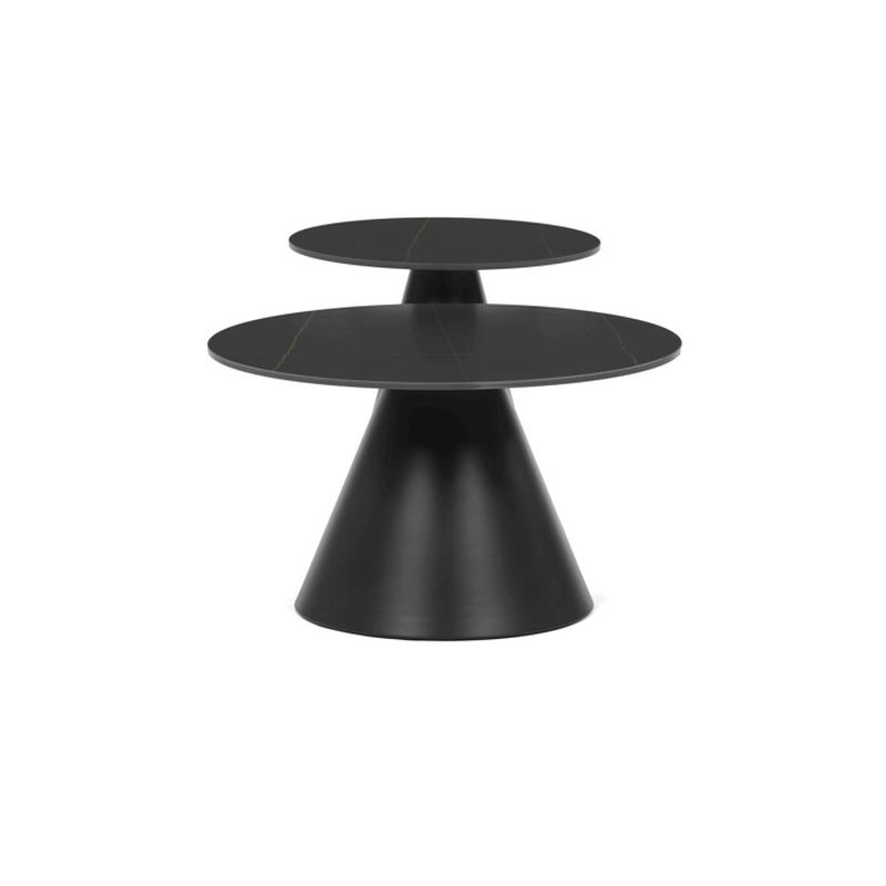 Sada dvoch konferenčných stolov keramická doska, kovová podnož – čierna