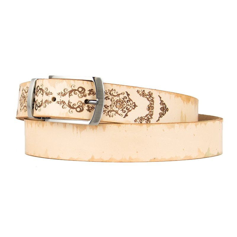 Maľovaný a gravírovaný kožený opasok – Ornament, 138 cm, Limitovaná edícia 05