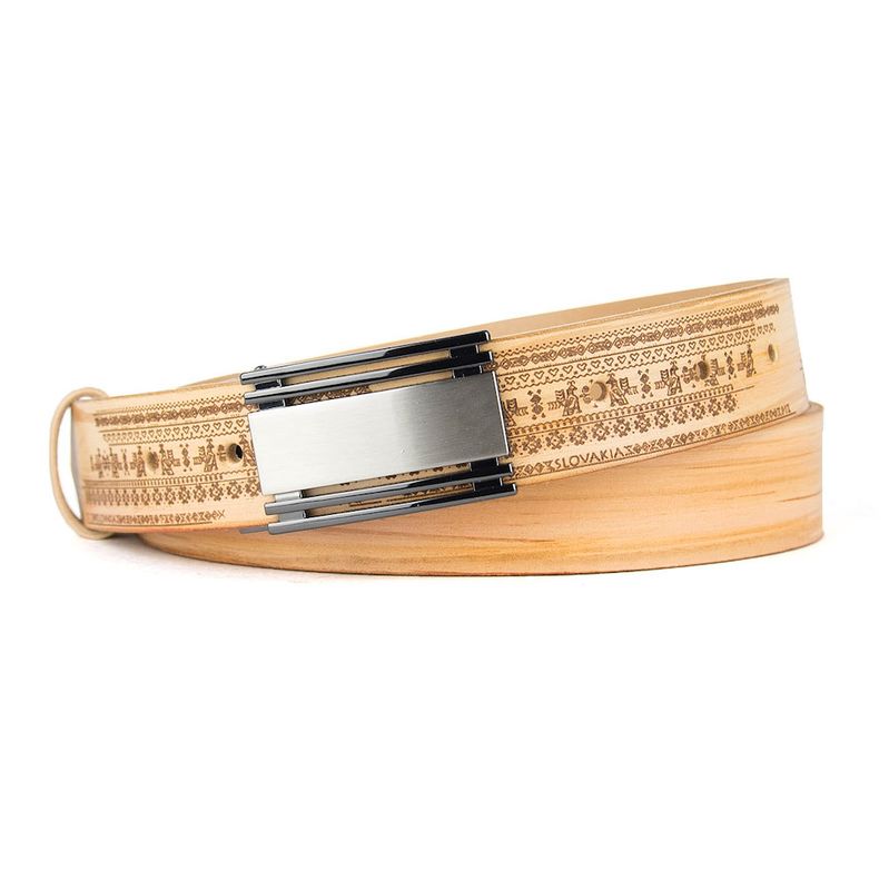 Maľovaný a gravírovaný kožený opasok – Čičmany, 140 cm, Limitovaná edícia 07