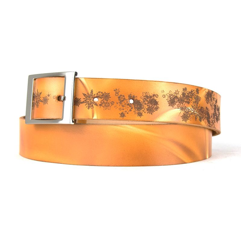 Maľovaný a gravírovaný kožený opasok – Vločky, 136 cm, Limitovaná edícia 09