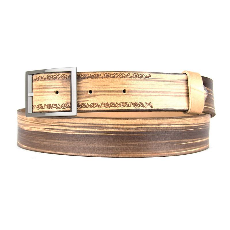 Maľovaný a gravírovaný kožený opasok – Ornament, 137 cm, Limitovaná edícia 01