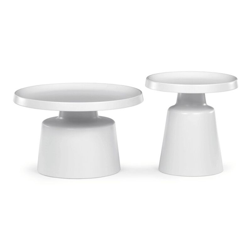 Sada dvoch konferenčných stolov z kovu – biela