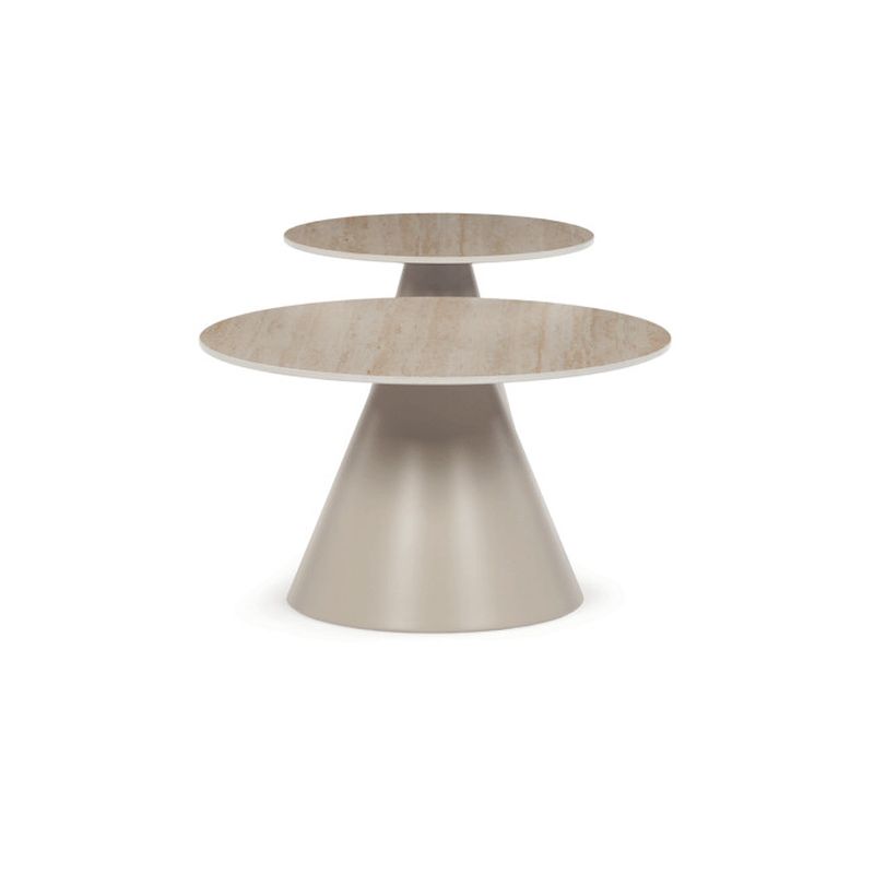 Sada dvoch konferenčných stolov keramická doska, kovová podnož – béžová matná