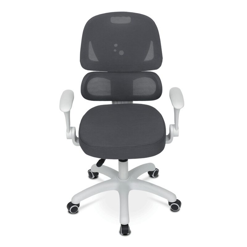 Detská stolička, výškovo nastaviteľná, sivá sieťovina, biely plast