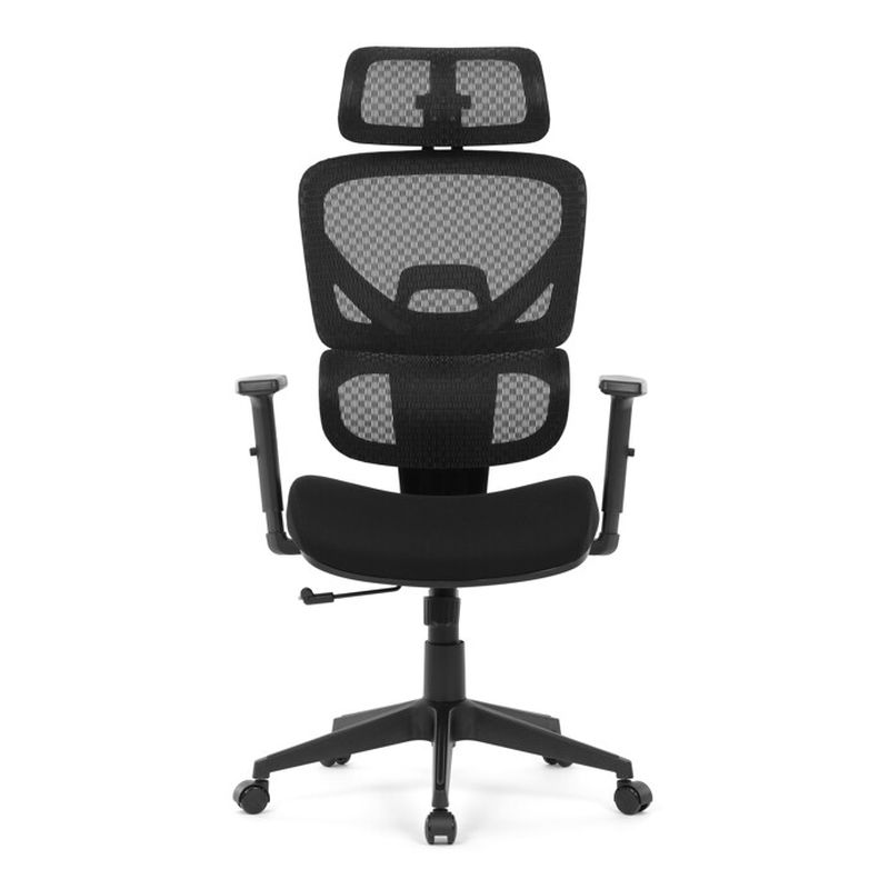 Kancelárska stolička s čiernym mesh poťahom a synchrónnym mechanizmom