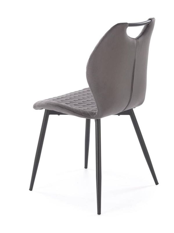 Jedálenská stolička 569, čierny kov - sivá látka