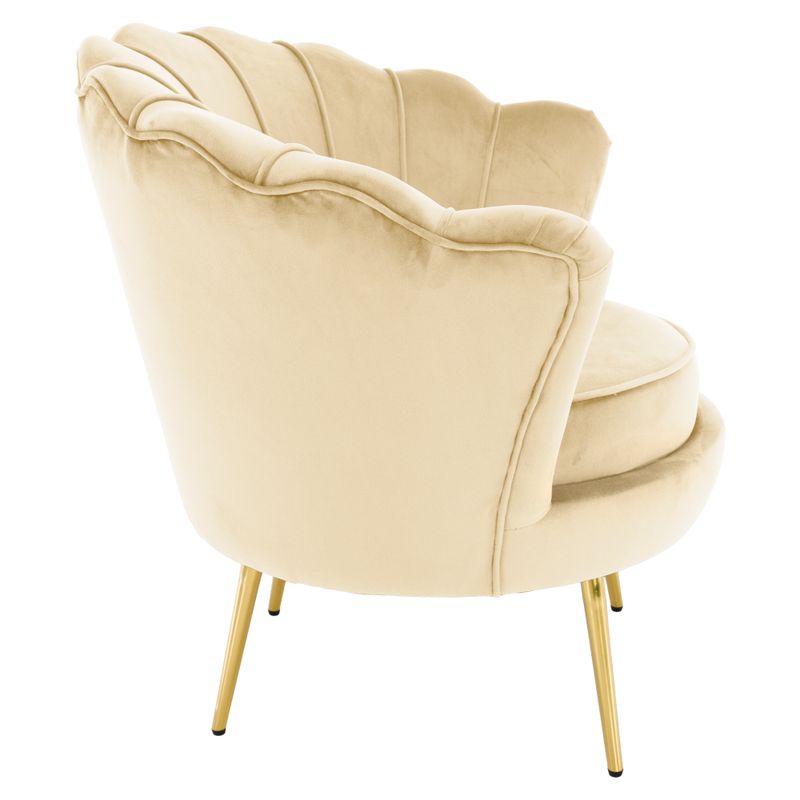 Kreslo v štýle Art-deco, béžová Velvet látka-gold chróm zlatý