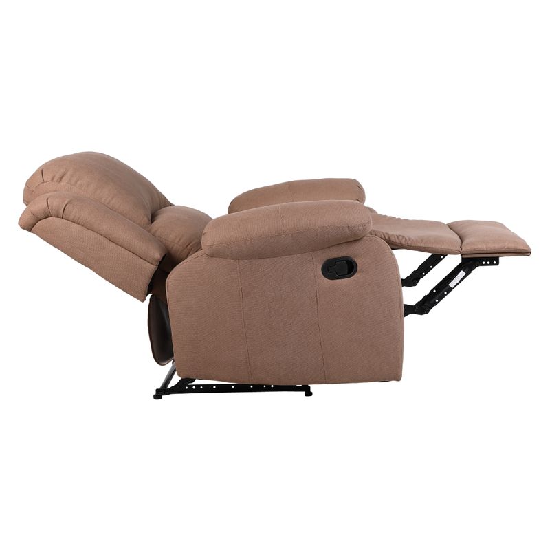 Luxusné relaxačné polohovacie kreslo s výklopnou podnožou, hnedá látka