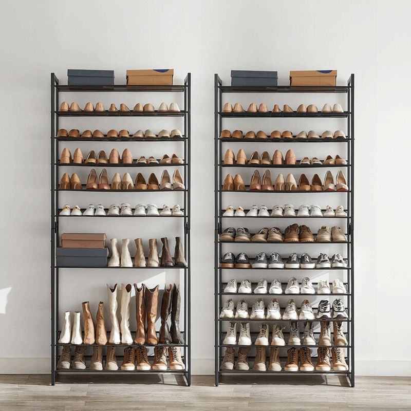 Kovový botník čierny s 12 policami