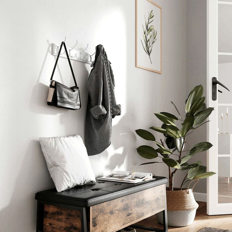 Nástenný vešiak drevo biely so 4 háčikmi