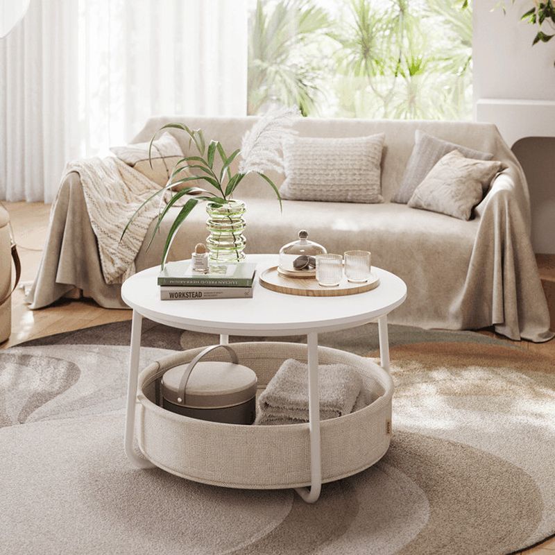 Konferenčný stolík 75x75x45 cm, MDF biela s úložným košom