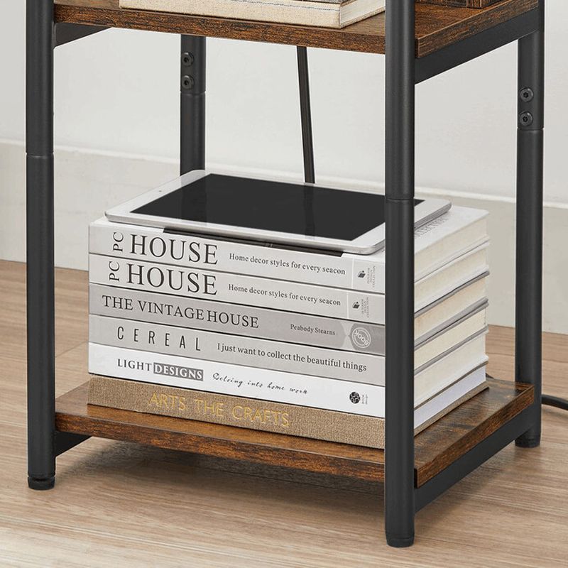 Odkladací stolík 30x34x58 cm, MDF old wood s USB a zásuvkou