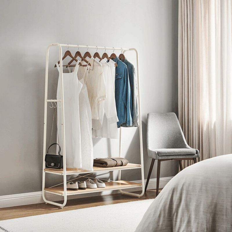 Kovový vešiak s dvoma policami, biely