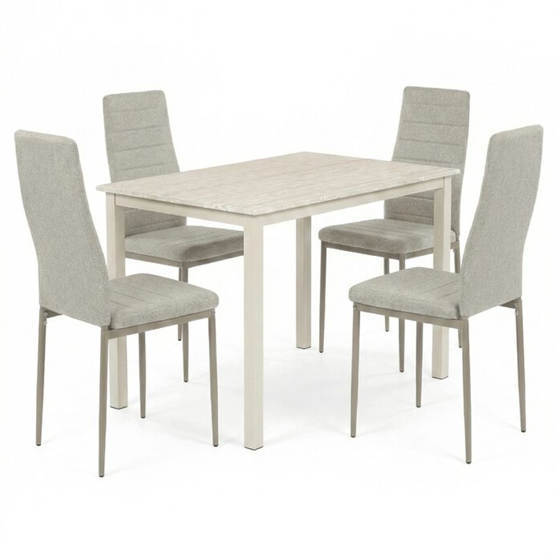 Jedálenský set so 4 stoličkami, 110x70x75cm travertín