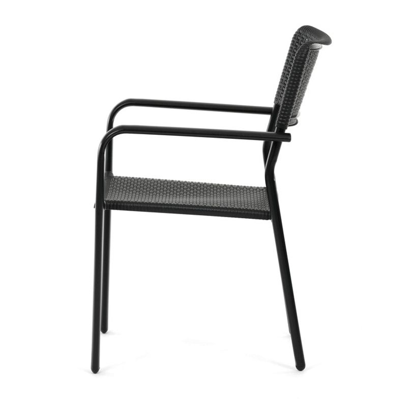 Záhradná stolička, kov-plast, čierna