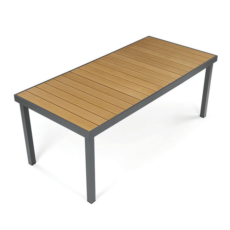 Záhradný stôl 190x90cm, hliník v sivom odtieni, doska z polywoodu prírodná