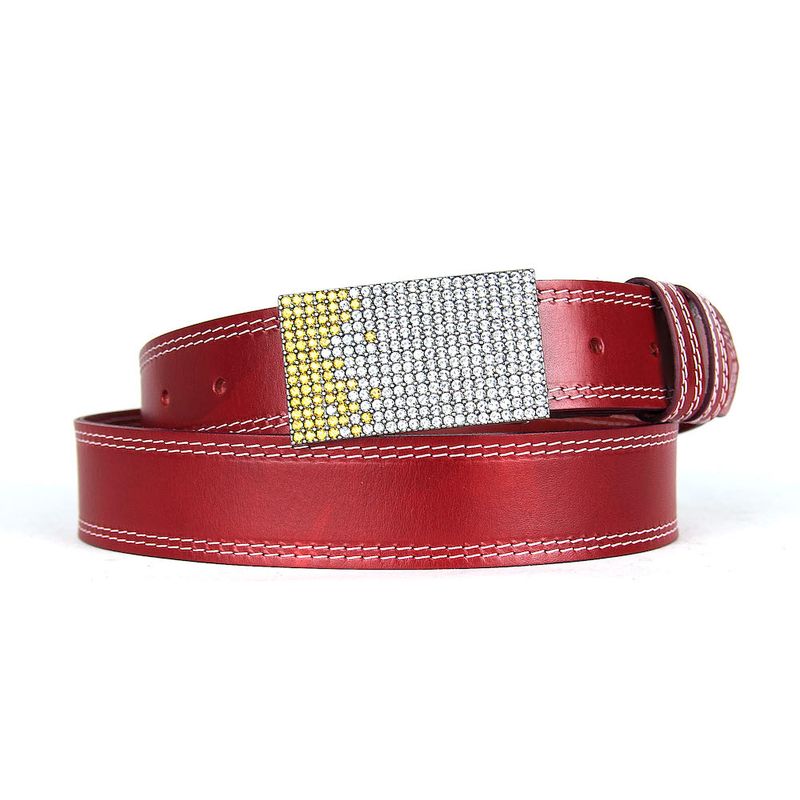 Unikátny bordový opasok z pravej kože SWAROVSKI YELLOW – ručná výroba na Slovensku