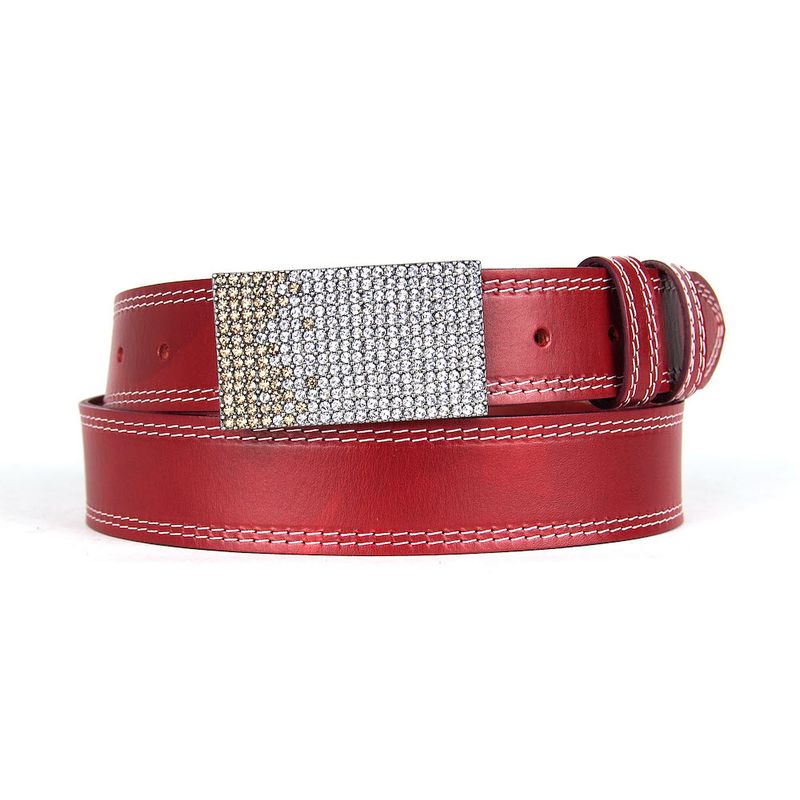 Unikátny bordový opasok z pravej kože SWAROVSKI BROWN– ručná výroba na Slovensku