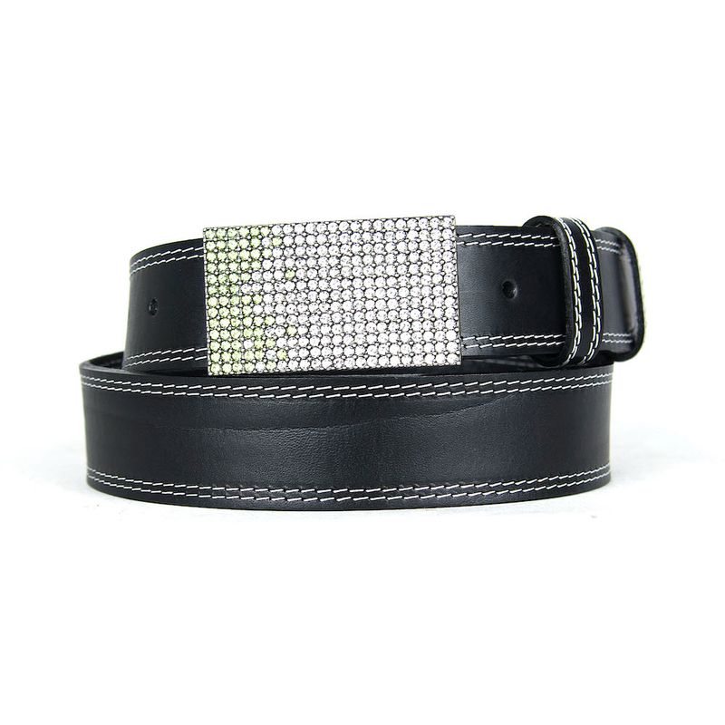 Unikátny čierny opasok z pravej kože SWAROVSKI GREEN– ručná výroba na Slovensku