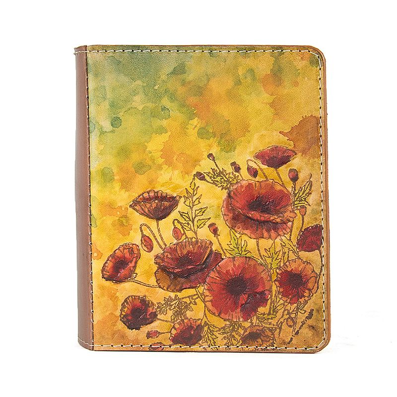 Ručne tvarovaný, vyklepávaný kožený zápisník – Vlčie maky