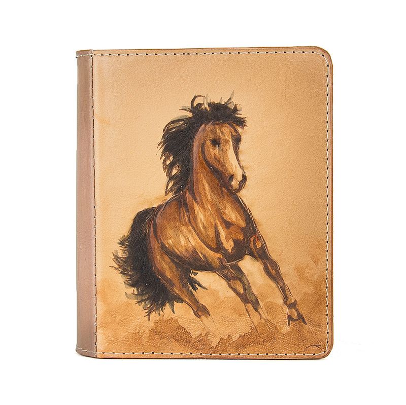 Ručne tvarovaný, vyklepávaný kožený zápisník – Cválajúci kôň