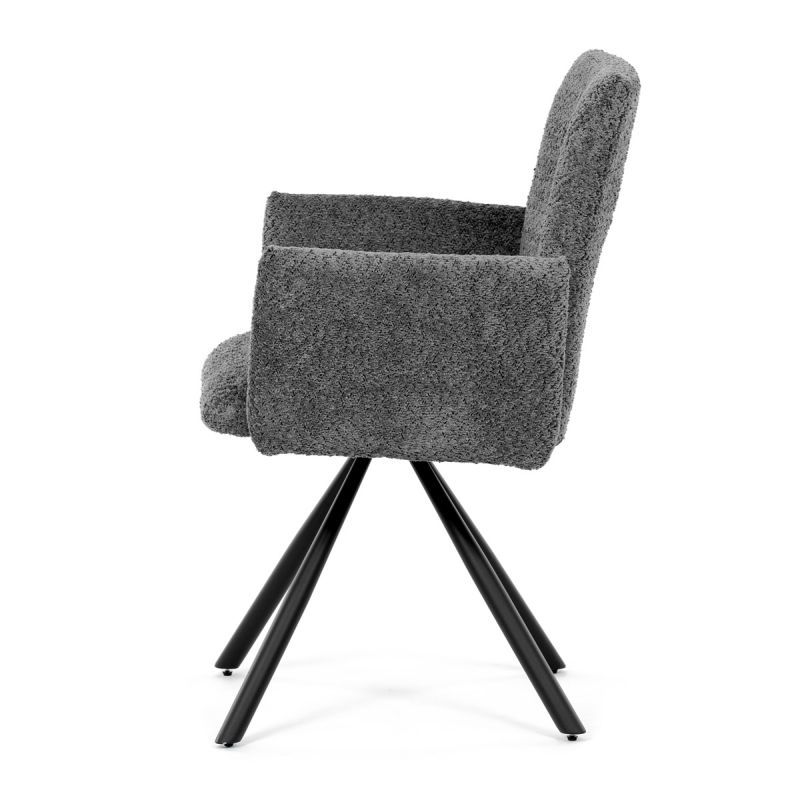 Jedálenská stolička MOIRA v elegantnej sivej bouclé látke