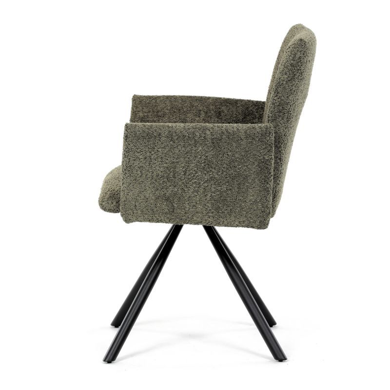 Jedálenská stolička MOIRA v elegantnej zelenej bouclé látke