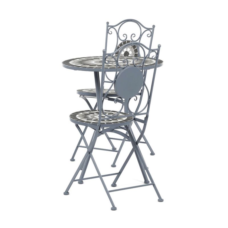 Záhradný set 1+2 s keramickou mozaikou, sivý