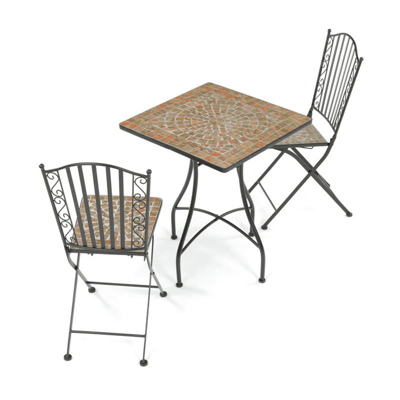 Záhradný set 1+2, mozaika z keramiky, čierny