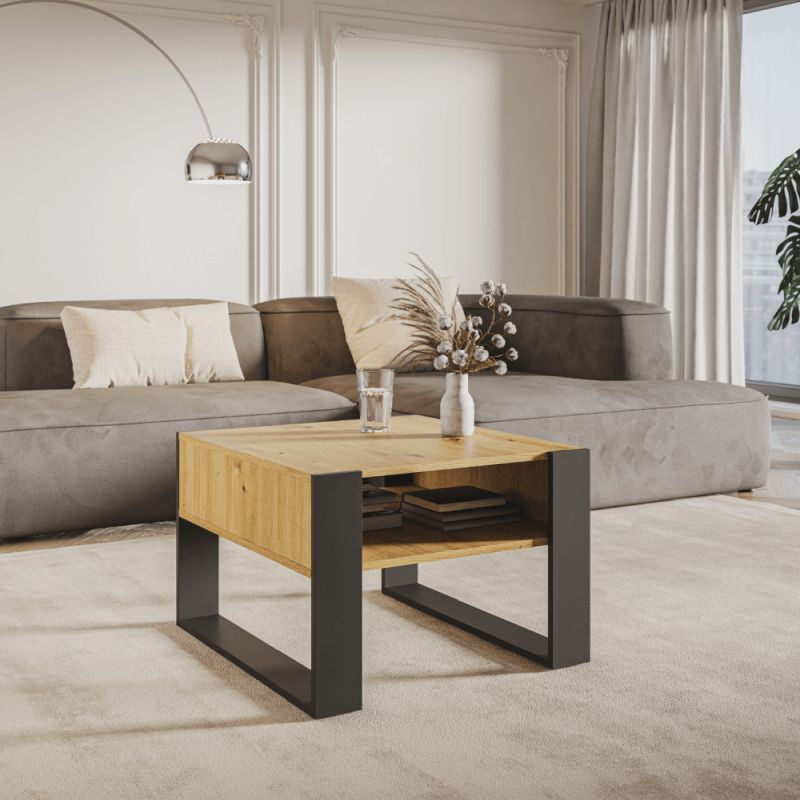 Moderný a štýlový konferenčný stolík, dub artisan-čierna