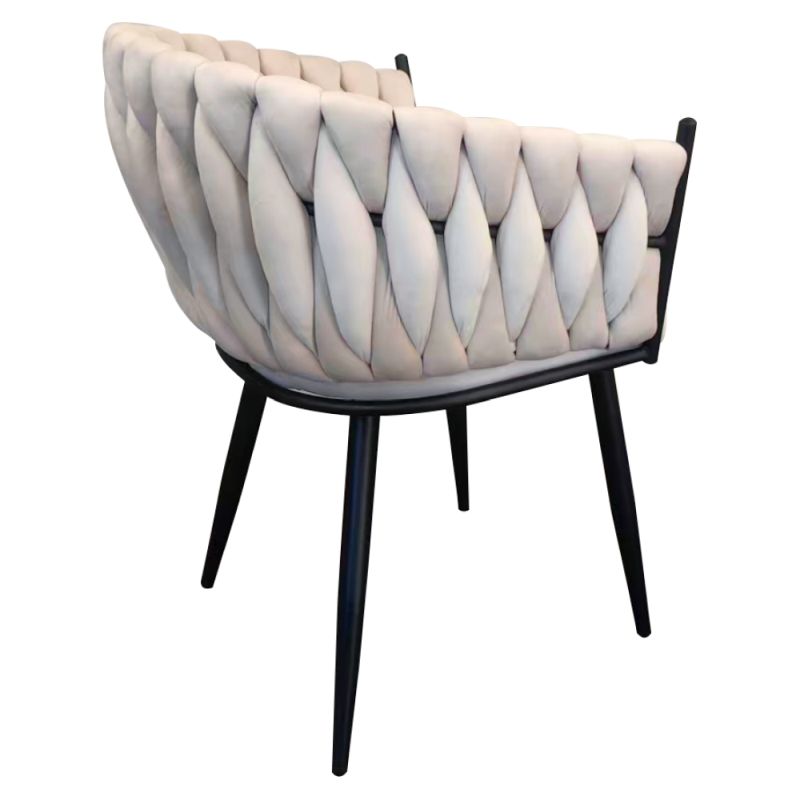 Komfortné jedálenské kreslo, svetlobéžová Velvet látka-čierny kov