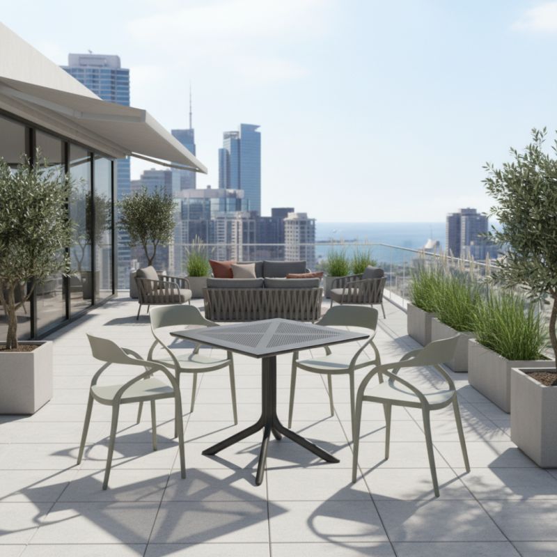 Elegantná stohovateľná, stolička sivý plast