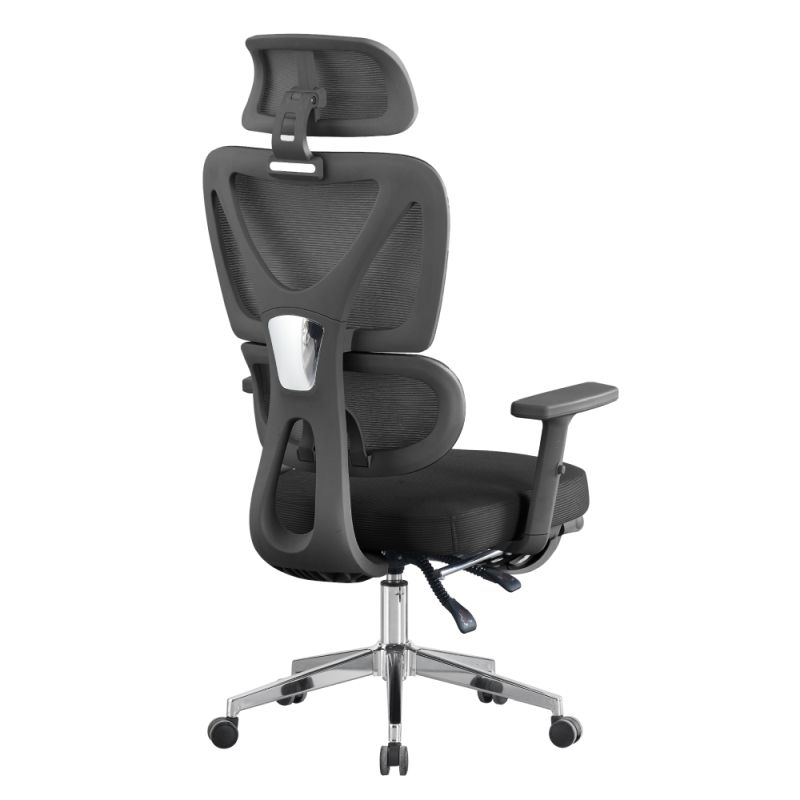 Komfortné kancelárske kreslo, čierna sieťovina, chróm