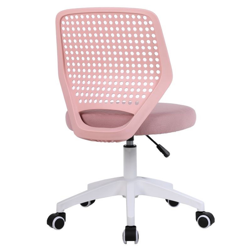 Štýlová otočná stolička ružová sieťovina, biely plast