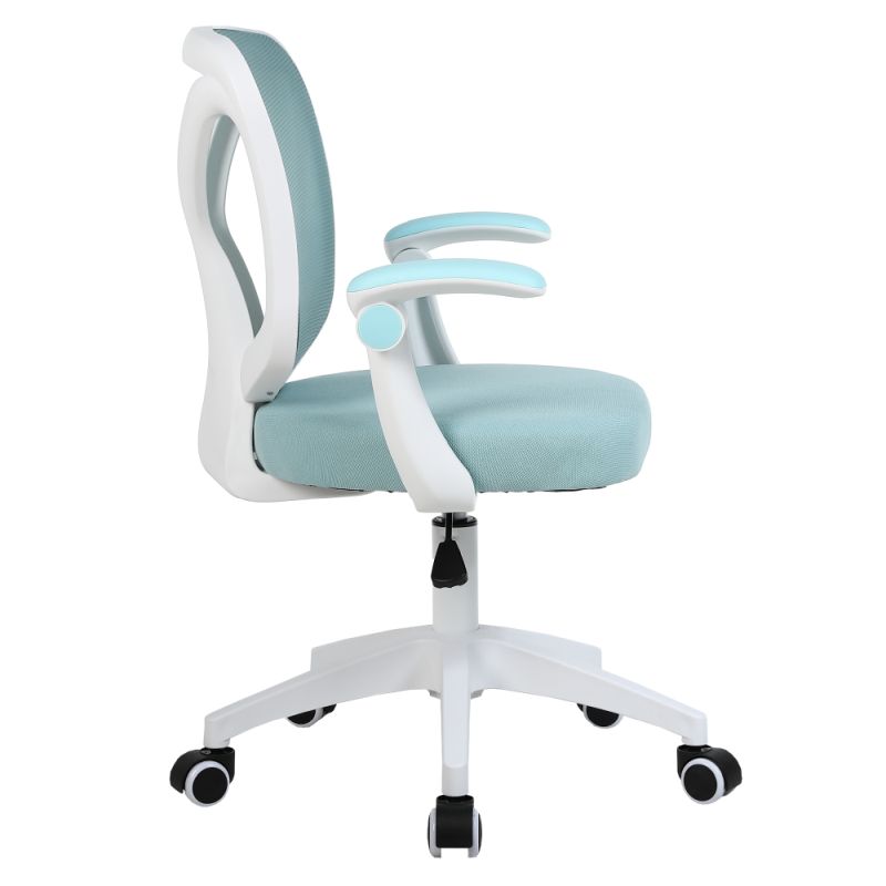 Praktické kancelárske kreslo, modrá látka, biely plast