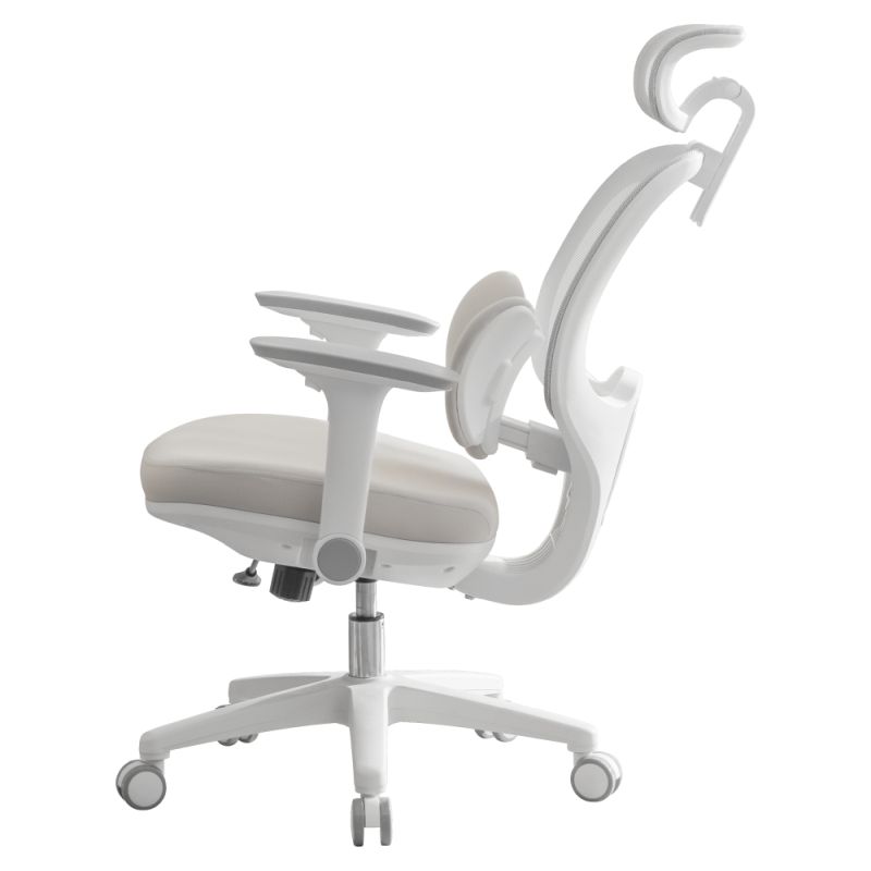 Ergonomické kancelárske kreslo, sivá a biela látka, plast