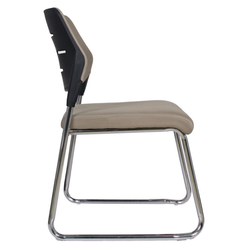 Zasadacia stolička, svetlohnedá sieťovina, kov chróm