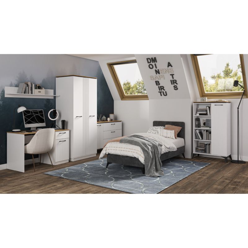 PC stôl, biely, dub evoke, 1D1S