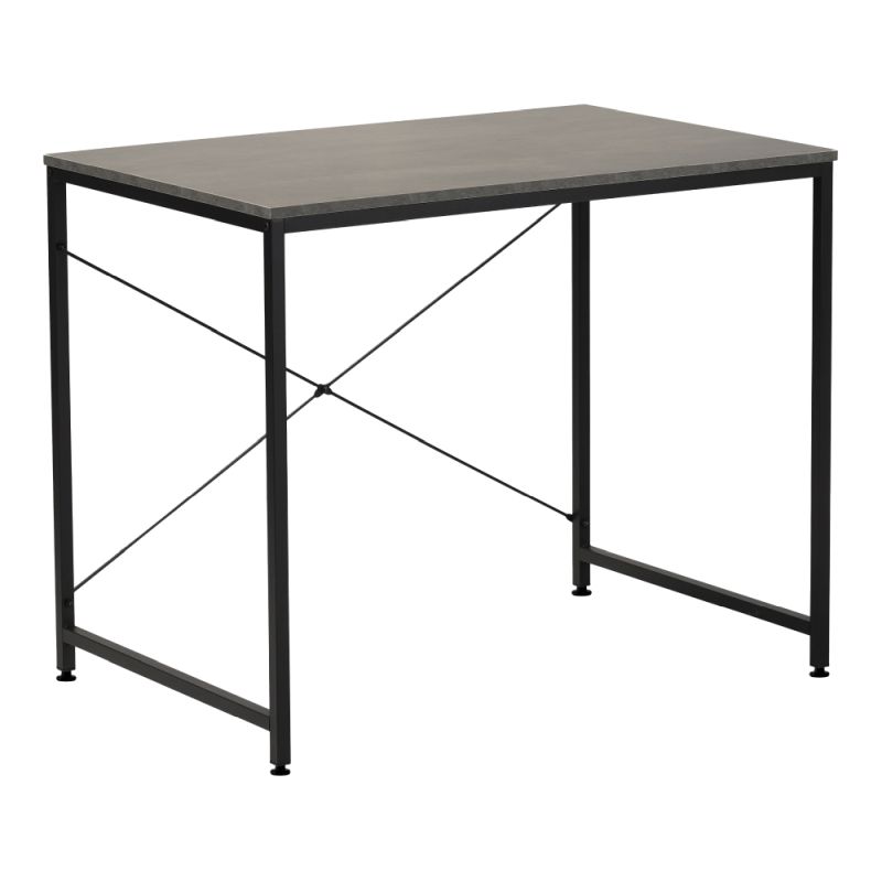 Písací stôl s kovovou konštrukciou, betón, čierny, 90x60 cm