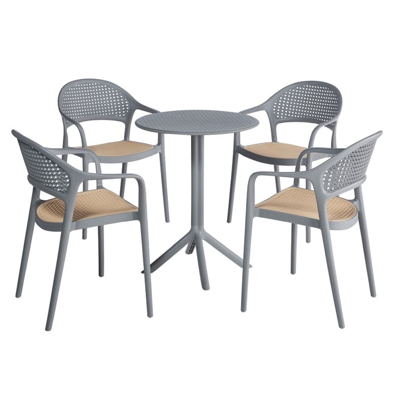 Stohovateľná stolička sivá, béžová z plastu